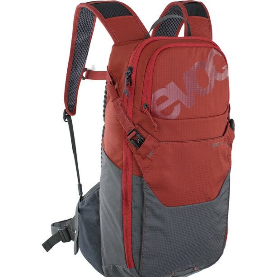 Cycling Backpacks * | Evoc Ride 12 Backpack 12L + 2L Bladder Chili Red/Carbon Grey